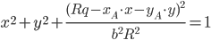 {x}^{2}+{y}^{2}+\frac{{({Rq-x}_{A}\cdot{}x-{y}_{A}\cdot{}y)}^{2}}{{b}^{2}{R}^{2}}=1