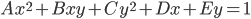 A{x}^{2}+Bxy+C{y}^{2}+Dx+Ey=1