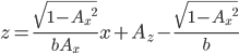 z=\frac{\sqrt{1-{{A}_{x}}^{2}}}{b{A}_{x}}x+{A}_{z}-\frac{\sqrt{1-{{A}_{x}}^{2}}}{b}